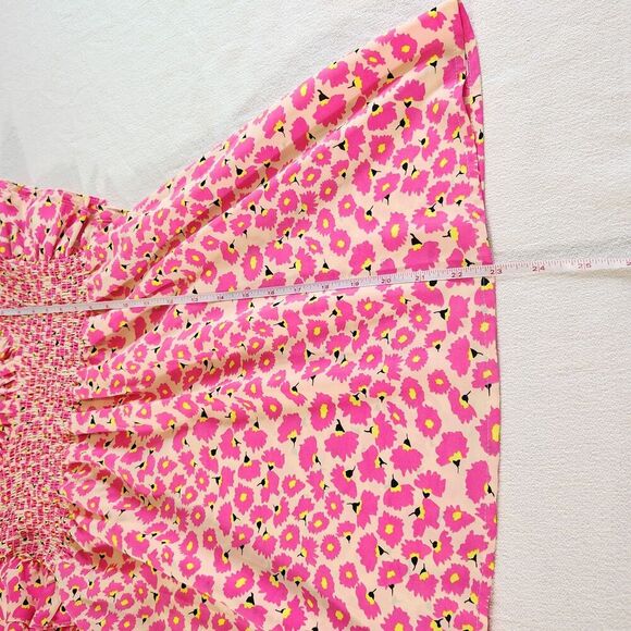 Anthropologie THML Cap Flutter Sleeve Colorful Neon Floral Top Blouse Ruffle S - Picture 3 of 8